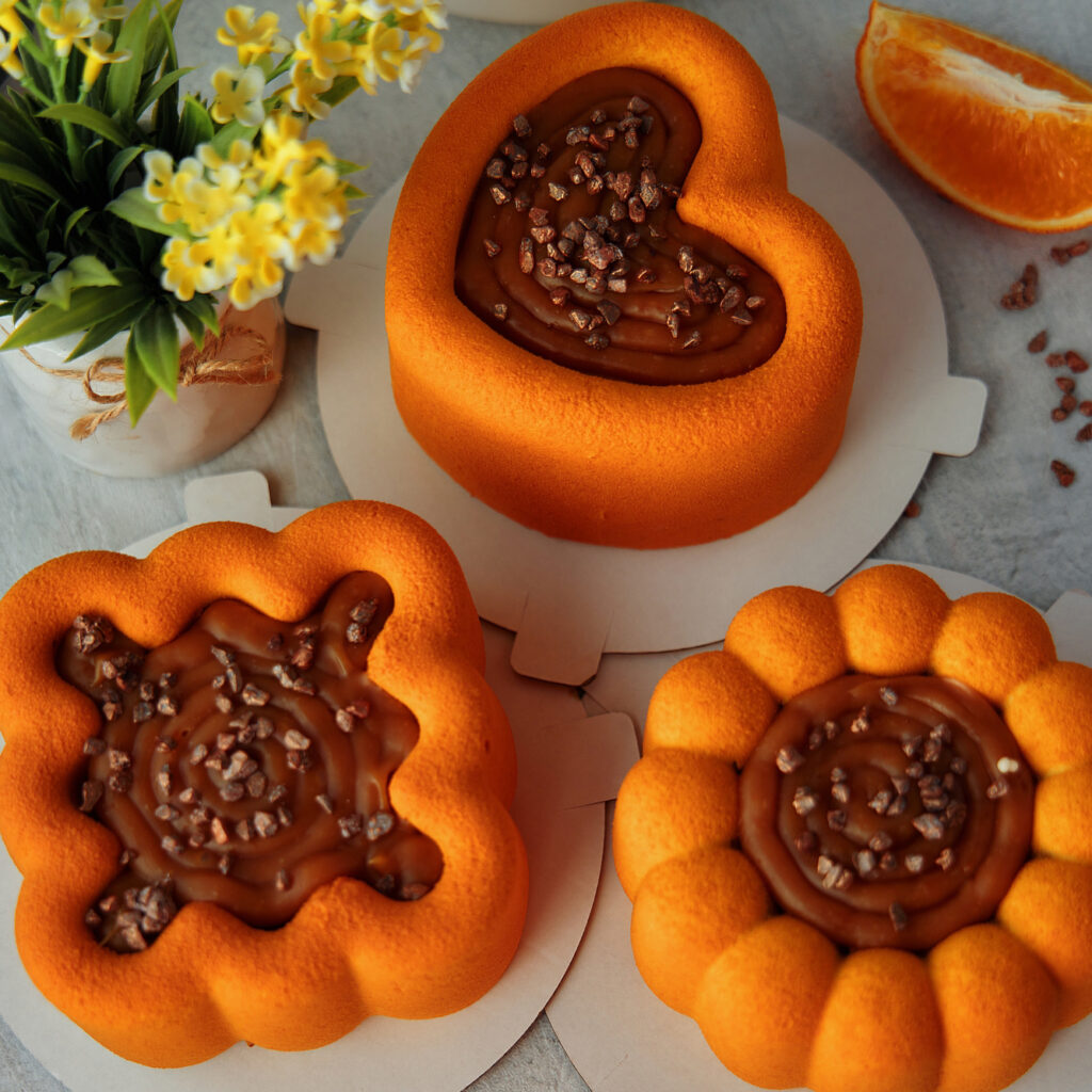 Бенто-торт Апельсиновый глинтвейн с велюровым покрытием